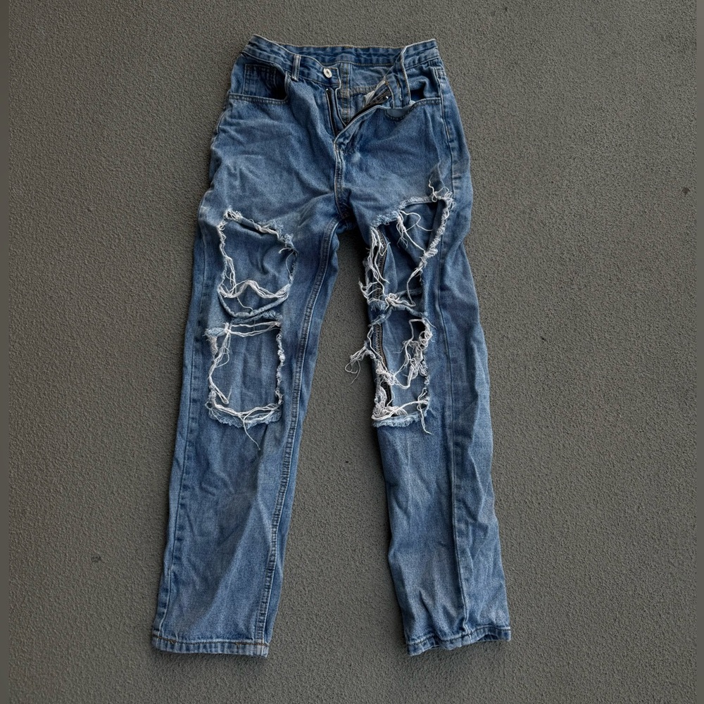 Men's Distressed Blue Ripped Jeans